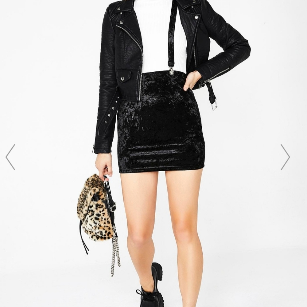 Current Mood / Dolls Kill velvet suspender skirt M